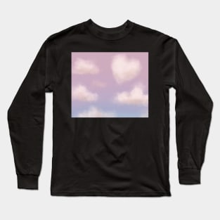 clouds sky heart aesthetic drawing blue pink purple coquette Long Sleeve T-Shirt